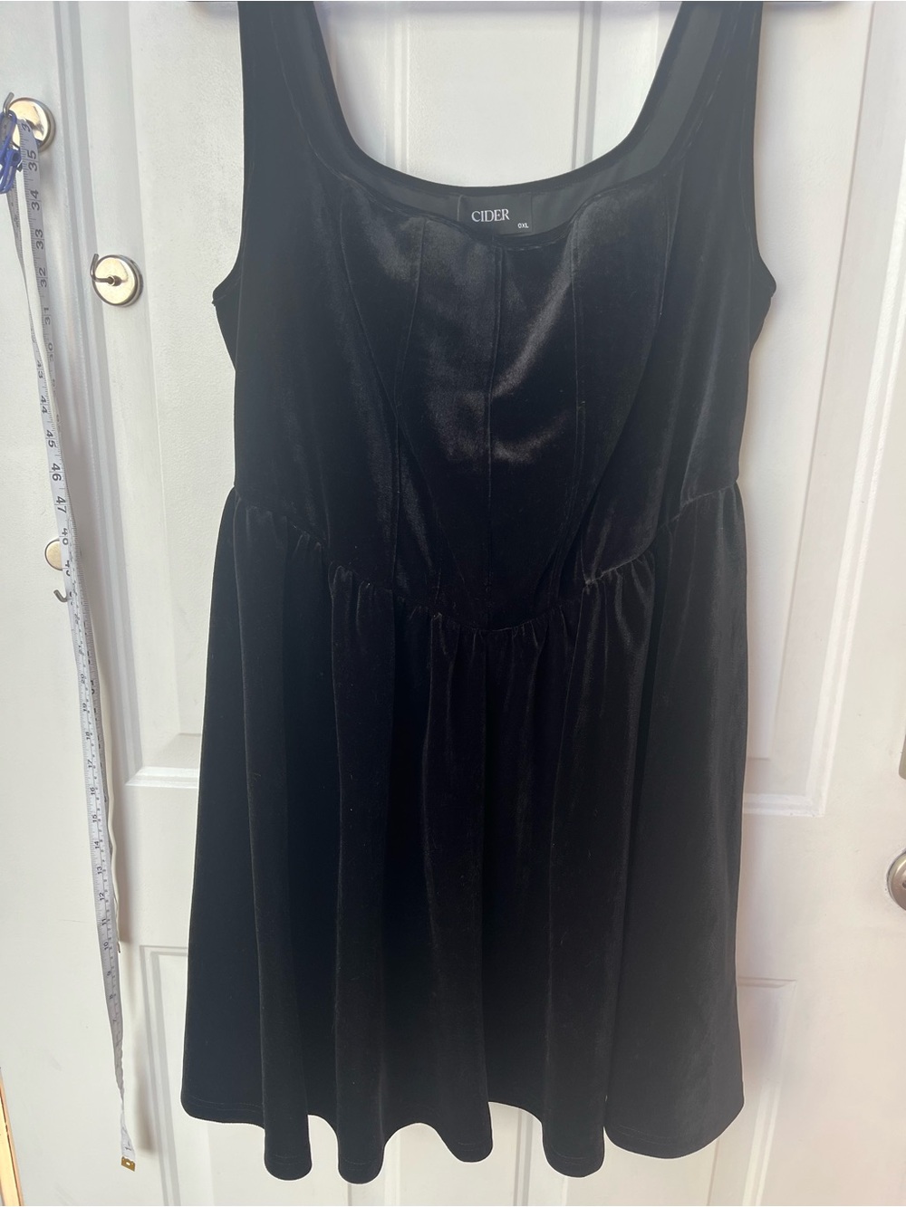 Cider Black Velvet Scoop-Neck Mini Dress